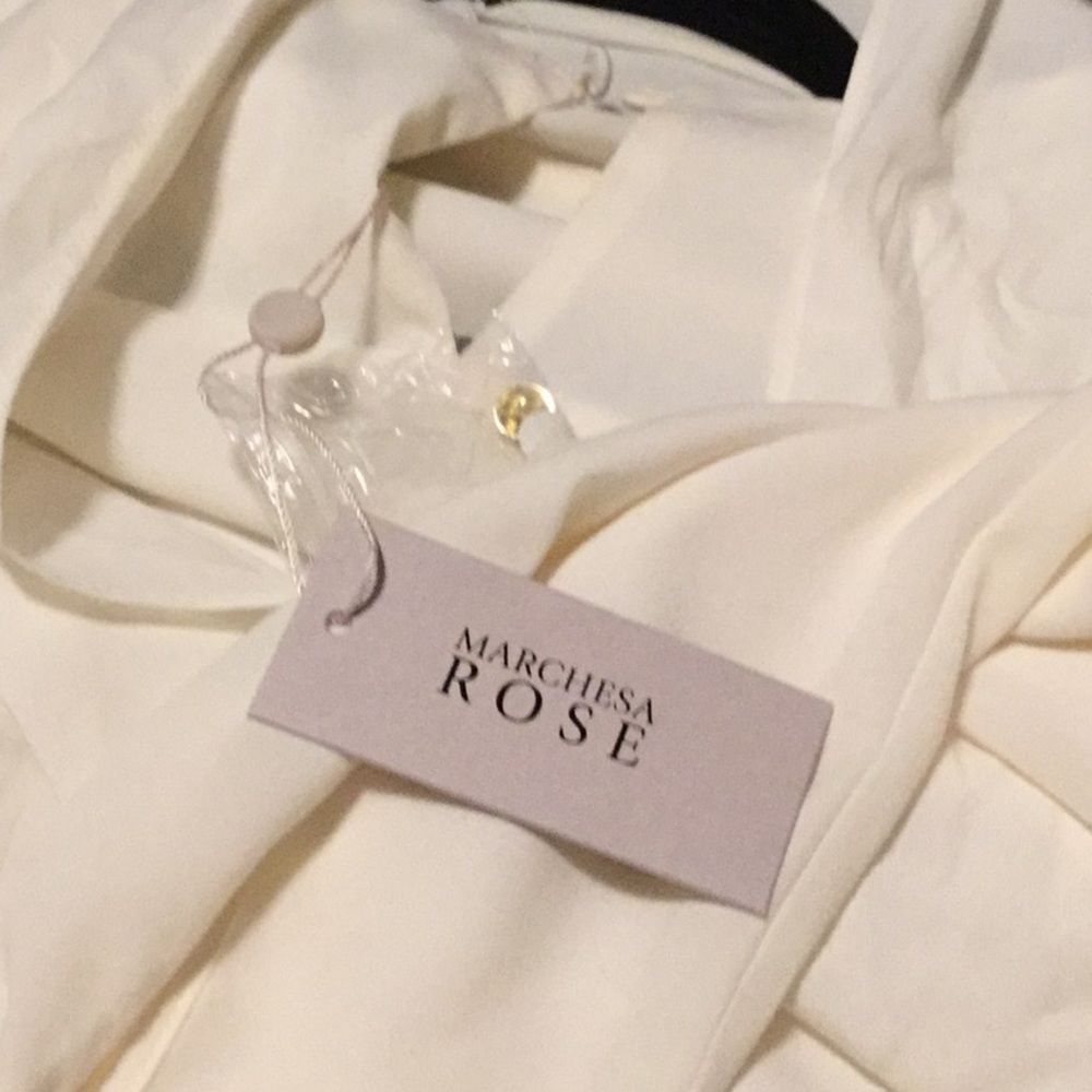 Marchesa Rose Long Sleeve Neck Tie Blouse - Picture 11 of 13